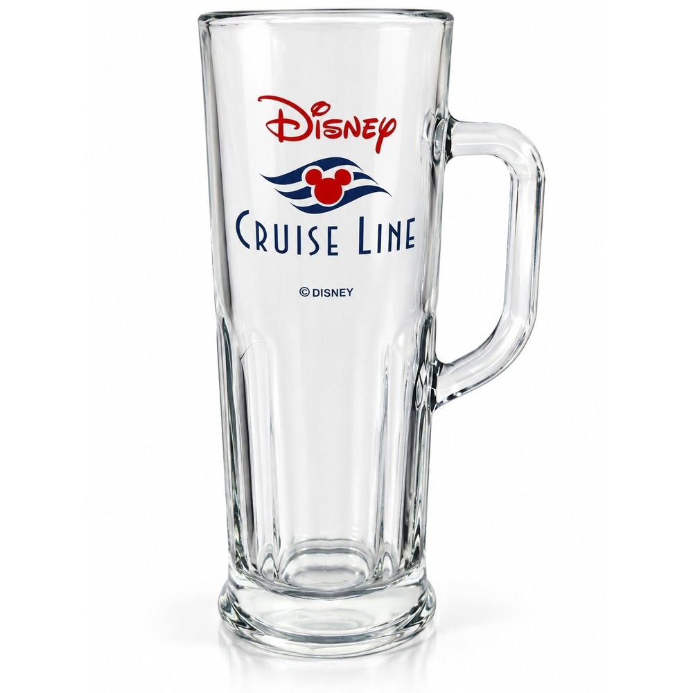 Disney Cruise Line Mickey Mouse Logo Glass Beer Mug Stein Souvenir Heavy Glass